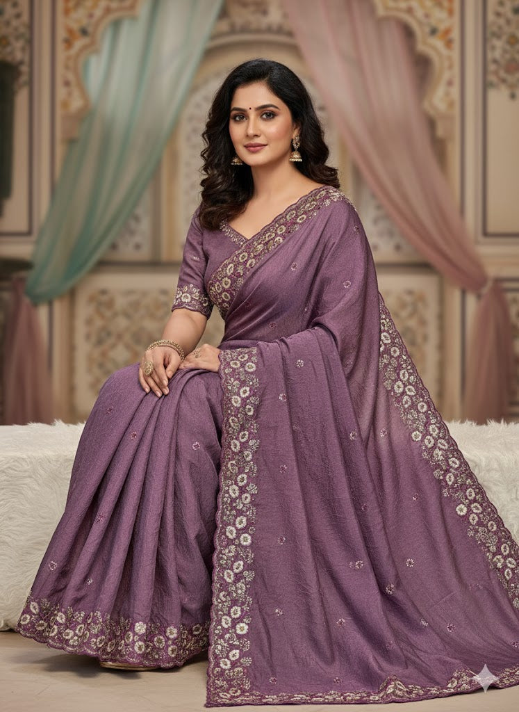 Soft Crush Silk Saree With Thread & Sequince