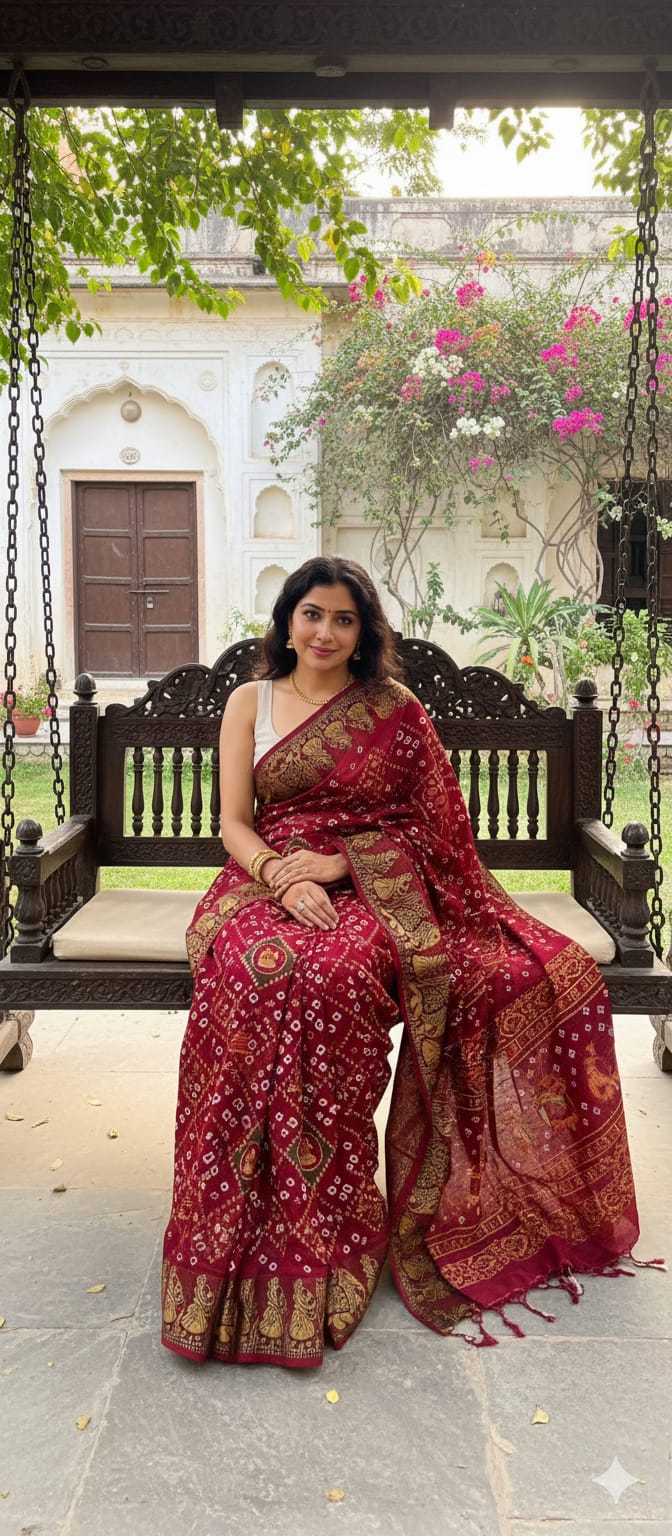 Art Silk Saree With Computer Work