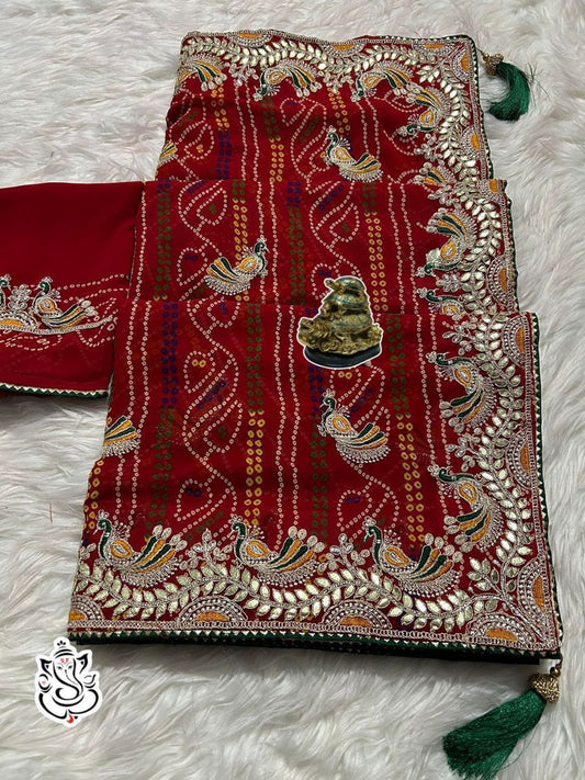 Georgette Bandhej Saree