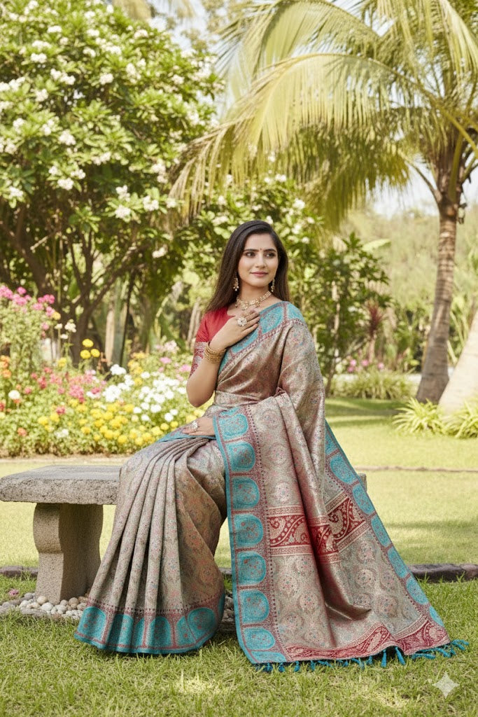 Soft Silk Kanjivaram Saree-Blue