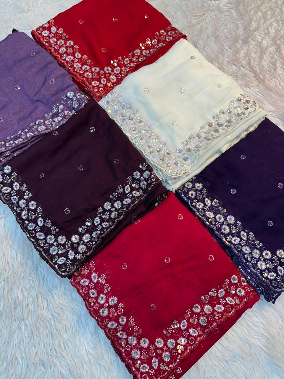 Soft Crush Silk Saree With Thread & Sequince