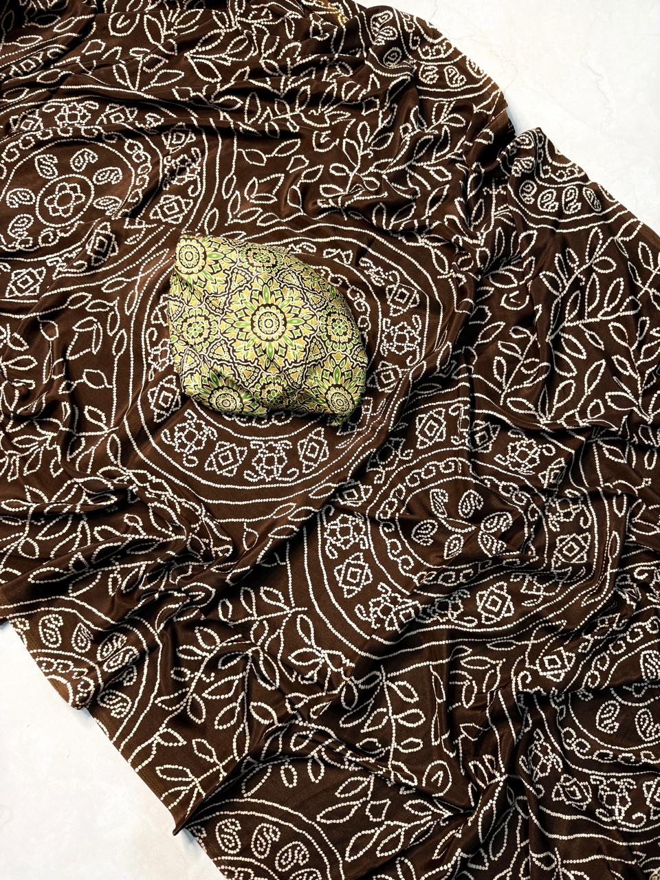 Ajrakh Satin Silk Saree