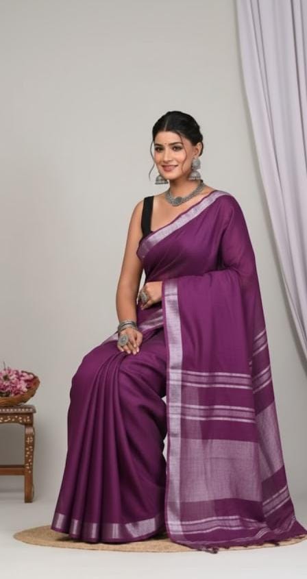 Zori Border Vagolpuri Linen Saree