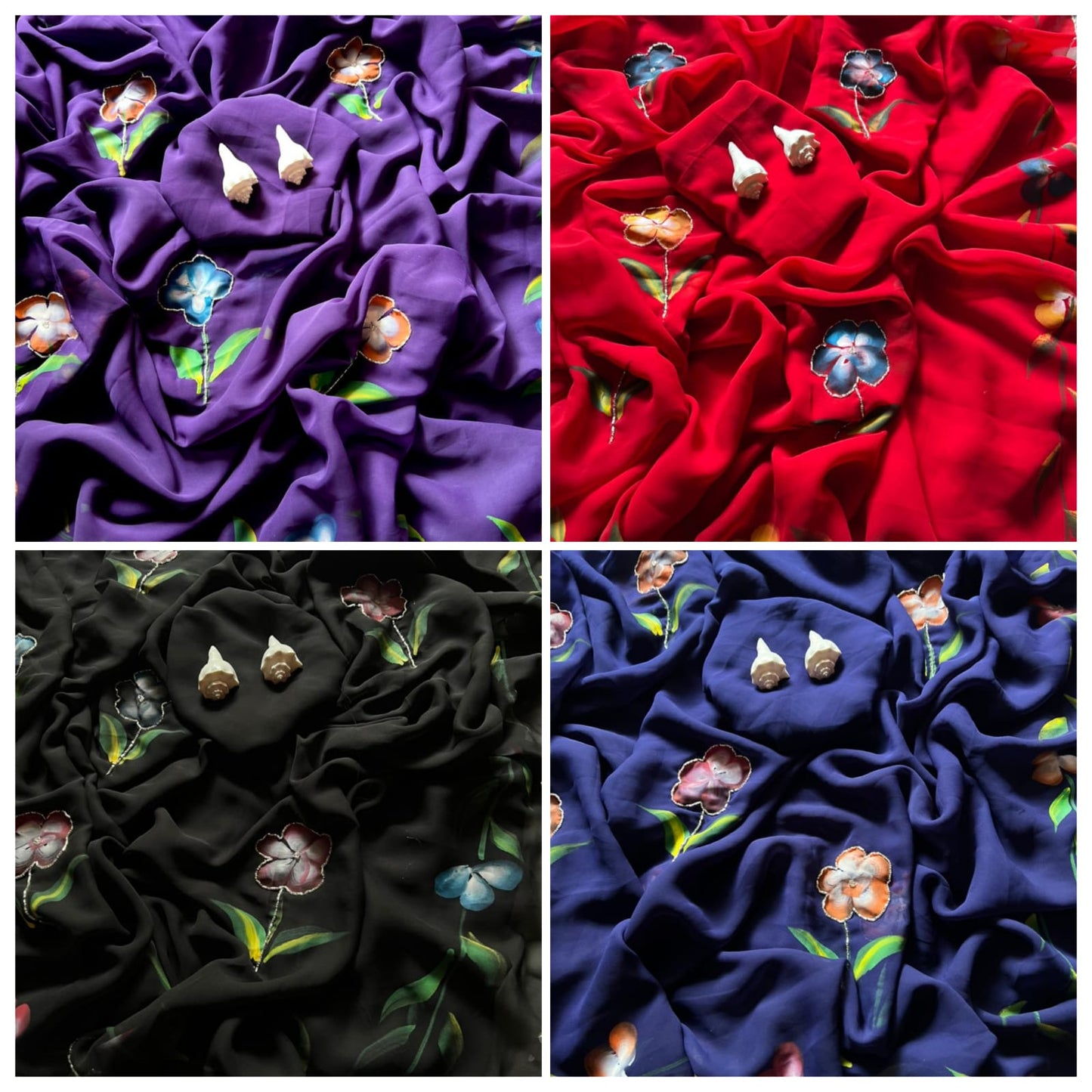 Handpaint Saree With Cut Dana Handwork