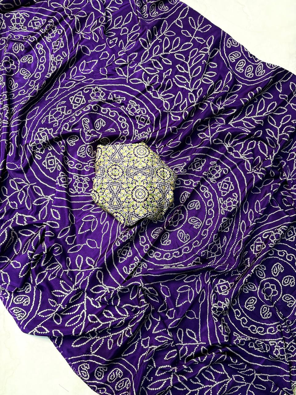 Ajrakh Satin Silk Saree