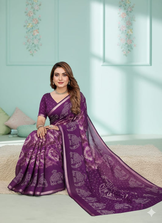 Cotton Saree With Kalamkari Print