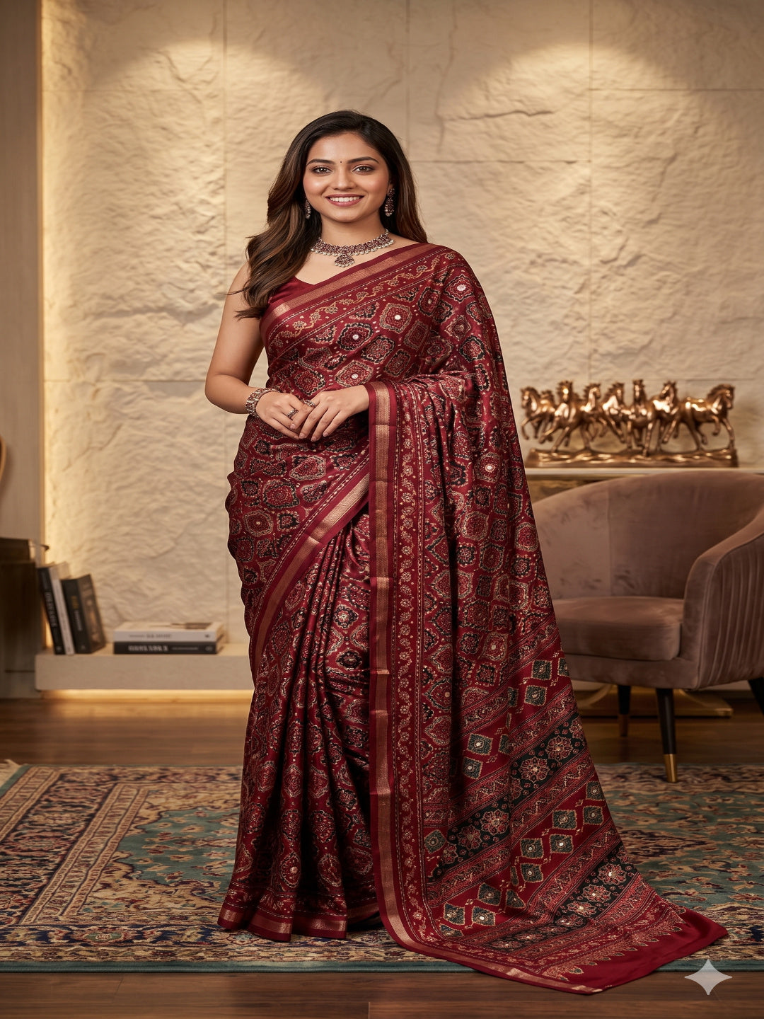 Soft Heavy Mall Cotton Silk Saree & Mirror Aari Work