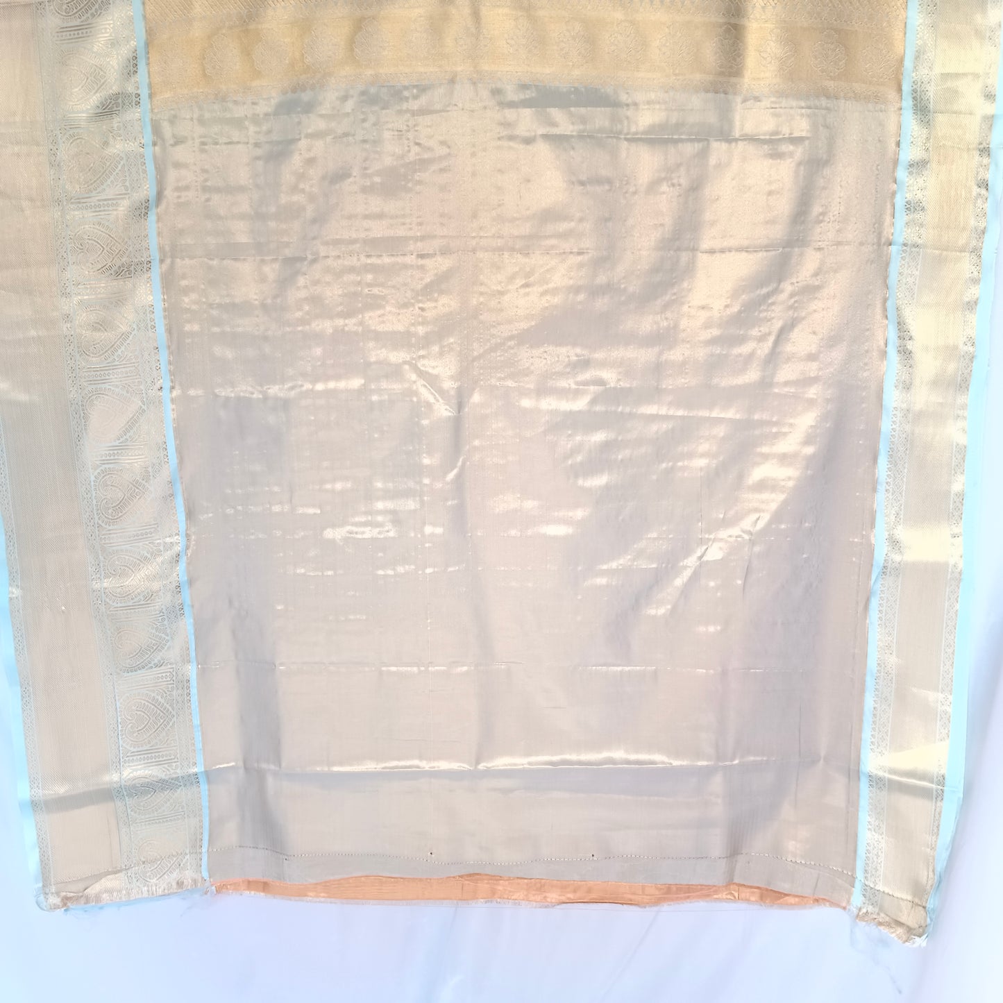 Silk Sari/Saree Peach Tissue silk Kanjivaram style festive partywear unstitched blouse pc