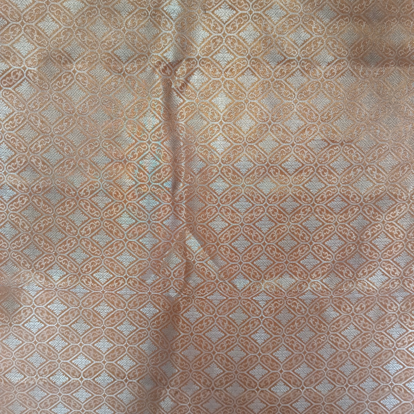 Silk Sari/Saree Peach Tissue silk Kanjivaram style festive partywear unstitched blouse pc