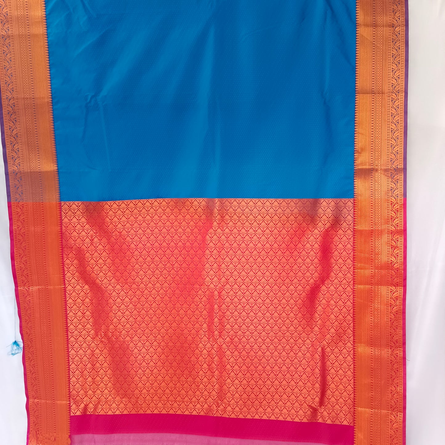 Women's Soft Silk Golden Border Blue Saree Kanjivaram Style Sari