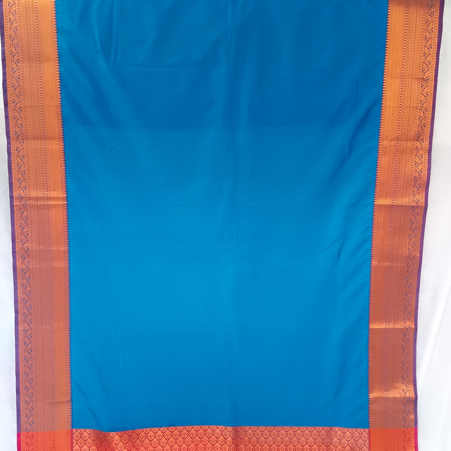 Women's Soft Silk Golden Border Blue Saree Kanjivaram Style Sari