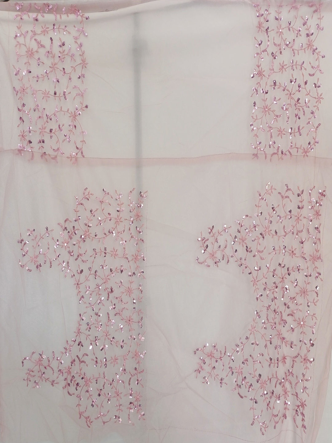 Soft Net Onion Pink Sequence Saree with Unsticthed Blouse