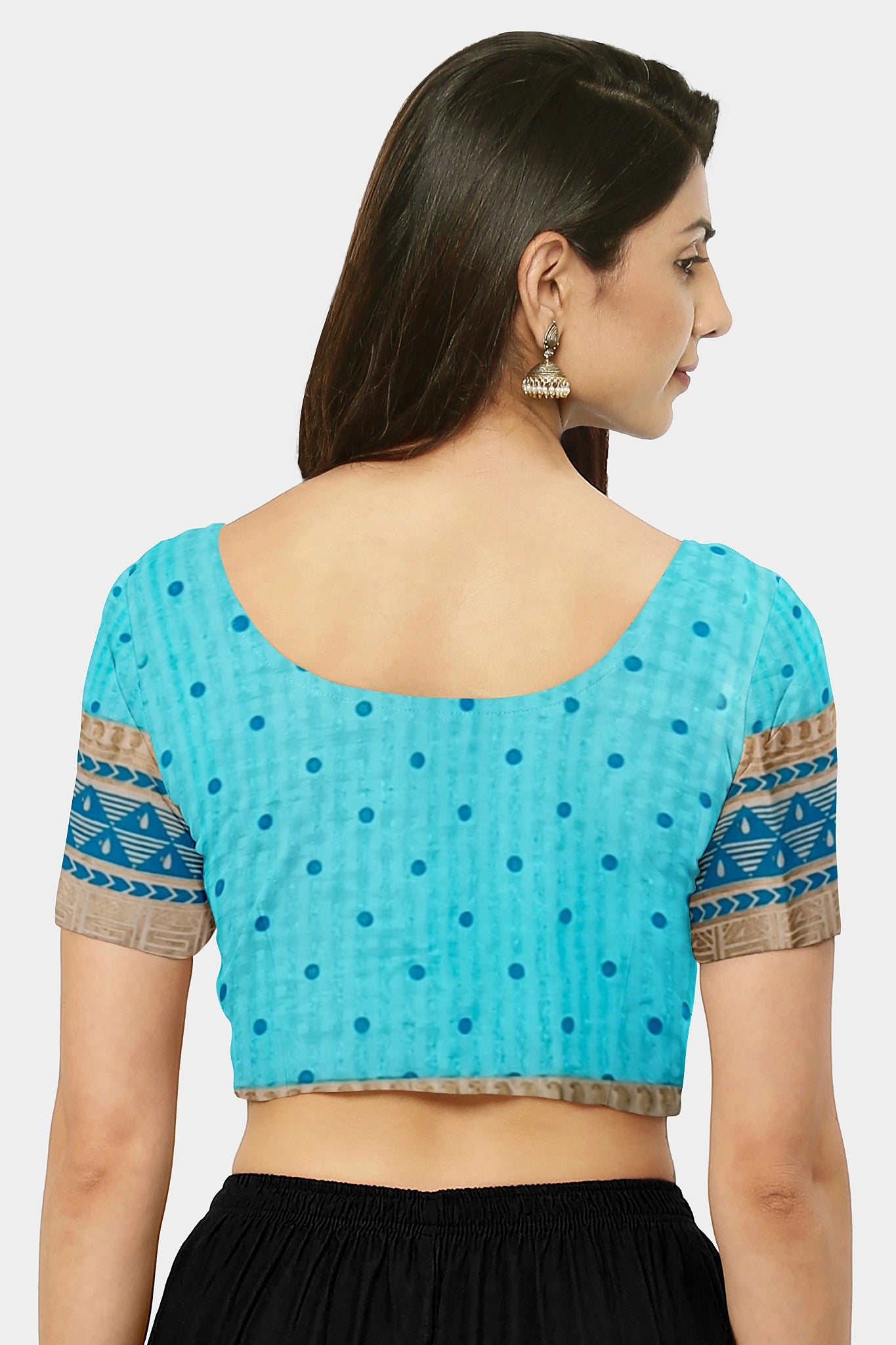 Sky Blue & Golden Border Cotton Saree/Sari