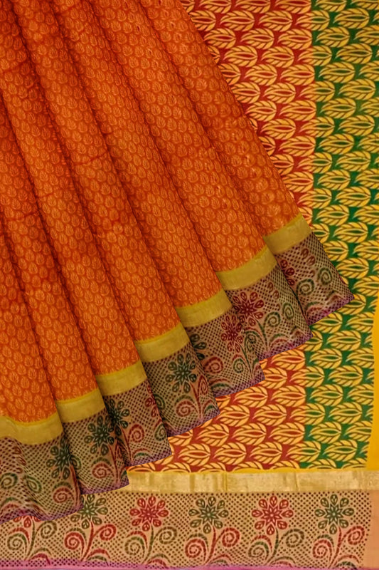 South Cotton Saree Printed Sari Indian Casual wear