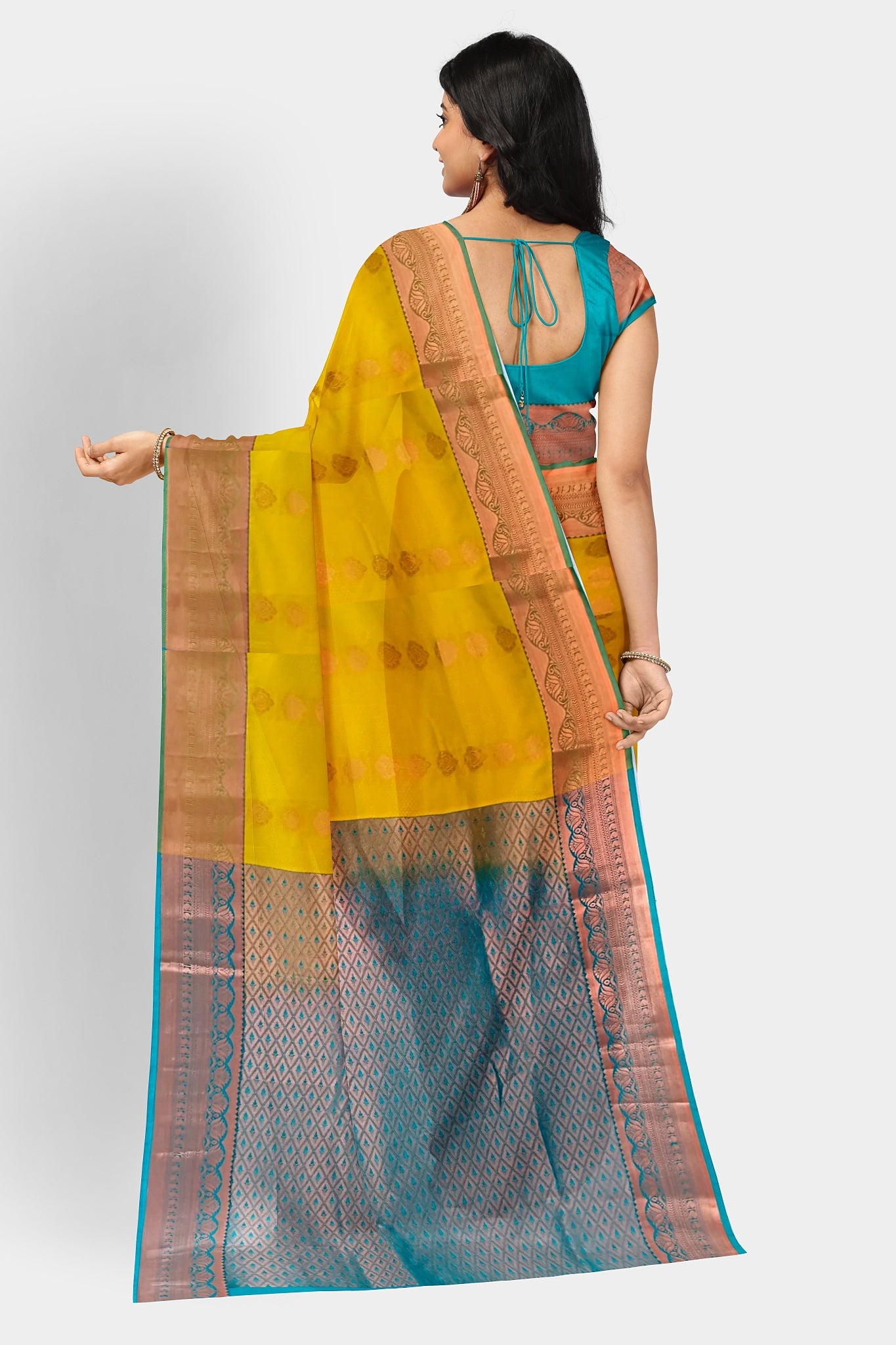 Sari Soft Silk Saree Indian Weaving Kanjivaram Style