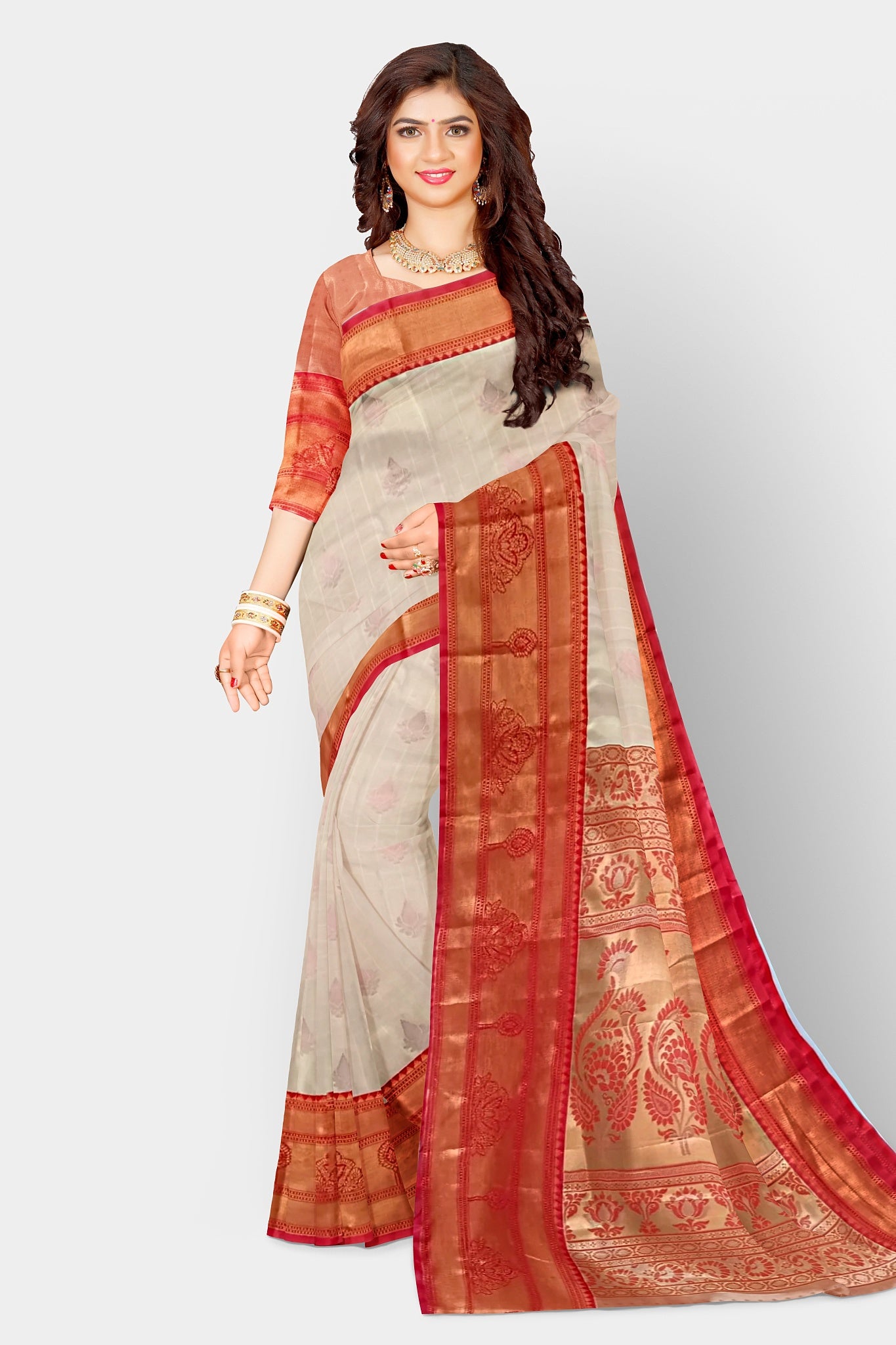 Silk Sari/Saree Tissue silk Kanjivaram Style Festive Partywear Unstitched Blouse pc