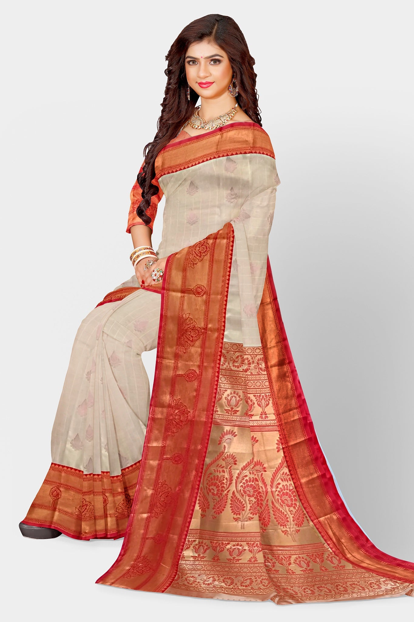 Silk Sari/Saree Tissue silk Kanjivaram Style Festive Partywear Unstitched Blouse pc