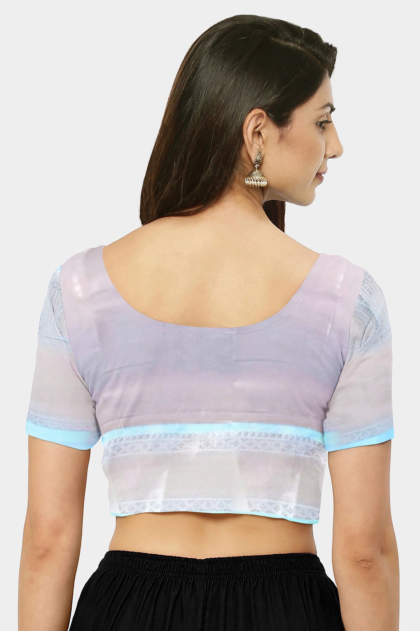 Silk Sari/Saree Peach Tissue silk Kanjivaram style festive partywear unstitched blouse pc