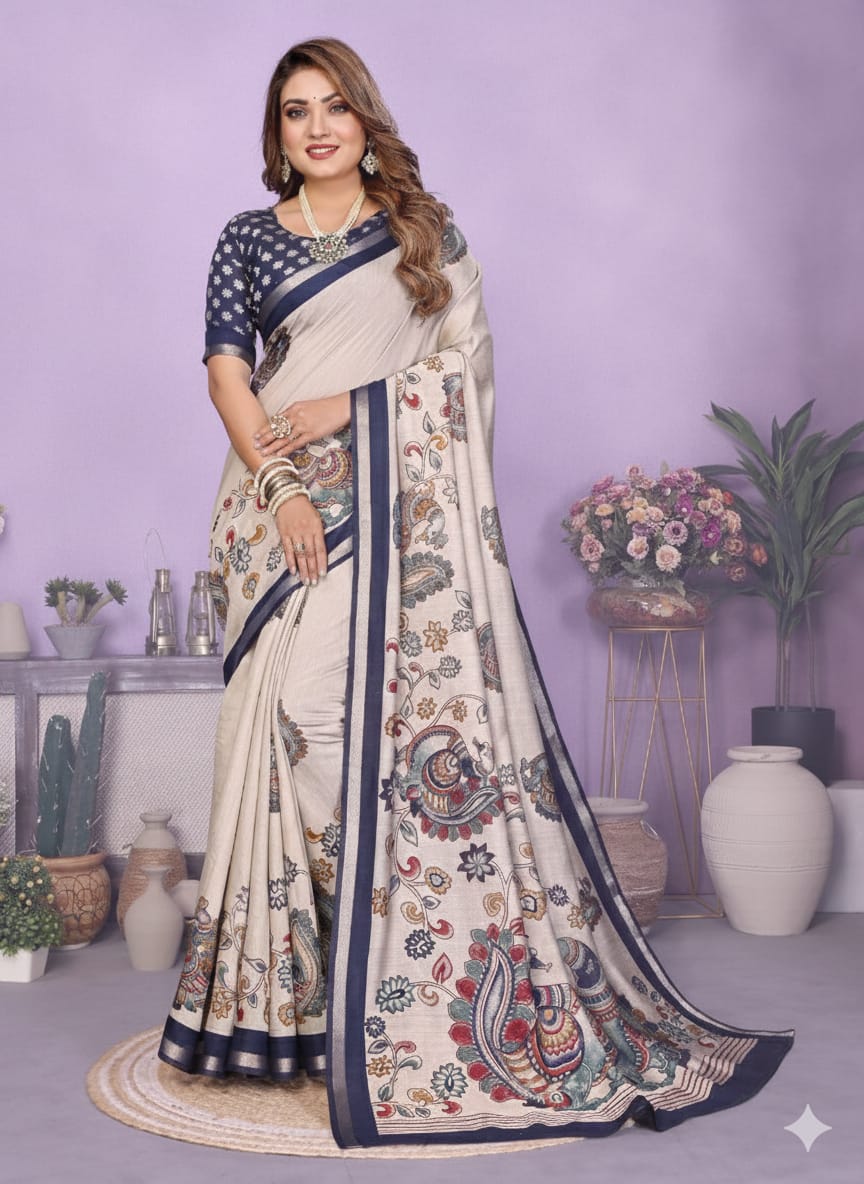 Kalamkari Printed Mul Cotton Saree