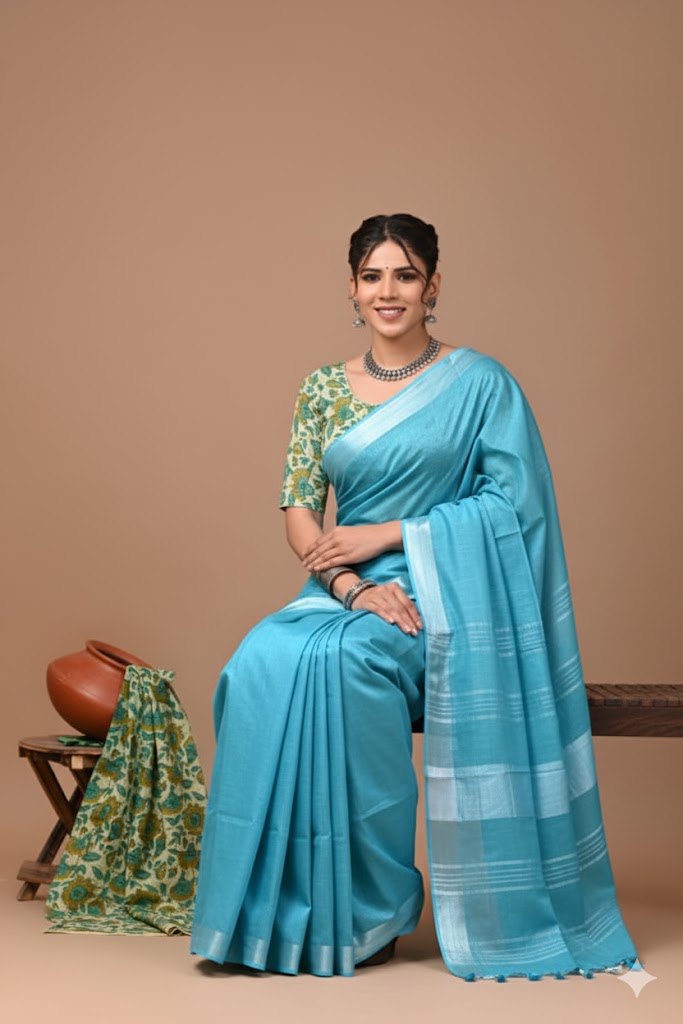 Zori Border Vagolpuri Linen Saree