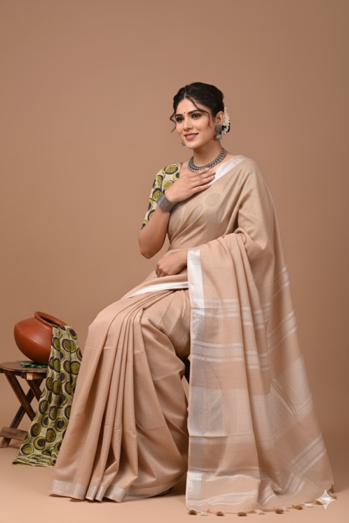 Zori Border Vagolpuri Linen Saree