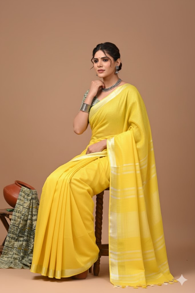 Zori Border Vagolpuri Linen Saree