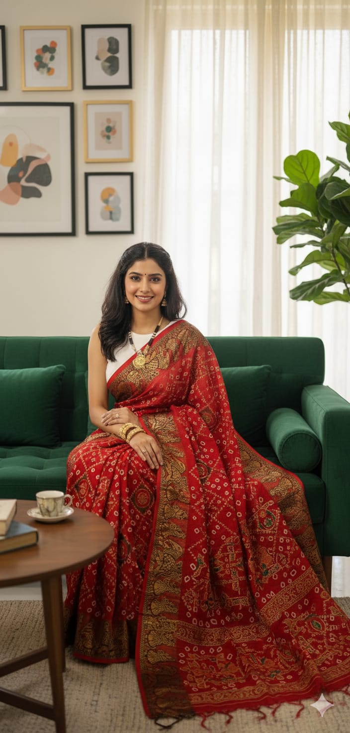Art Silk Saree With Computer Work