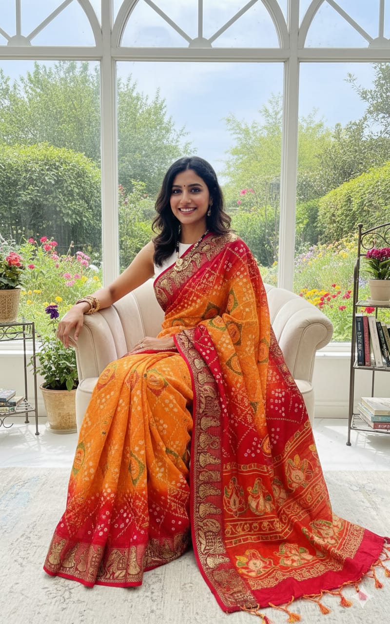 Art Silk Saree With Computer Work