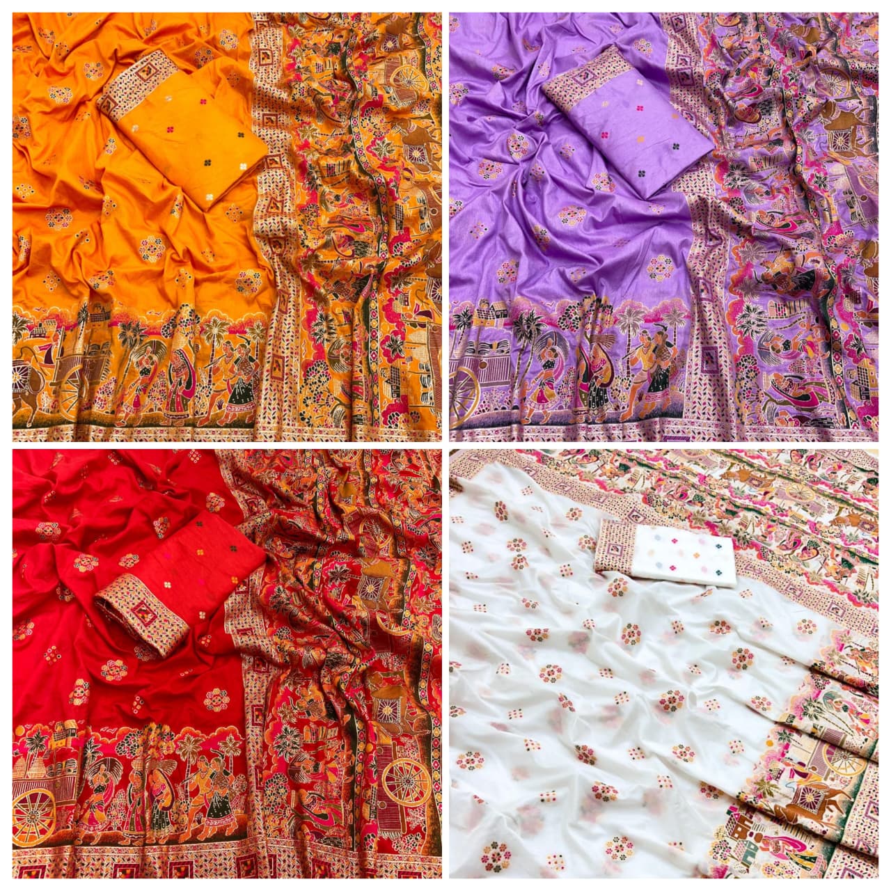 Women Premium Viscose Rajwadi Pashmina Silk Saree With Tassels