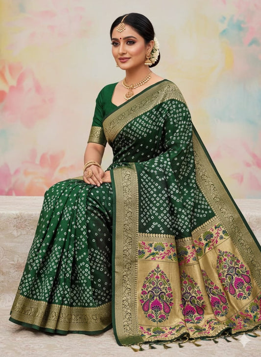 Kanjivaram Border Bandhej Series Saree (D-1711)