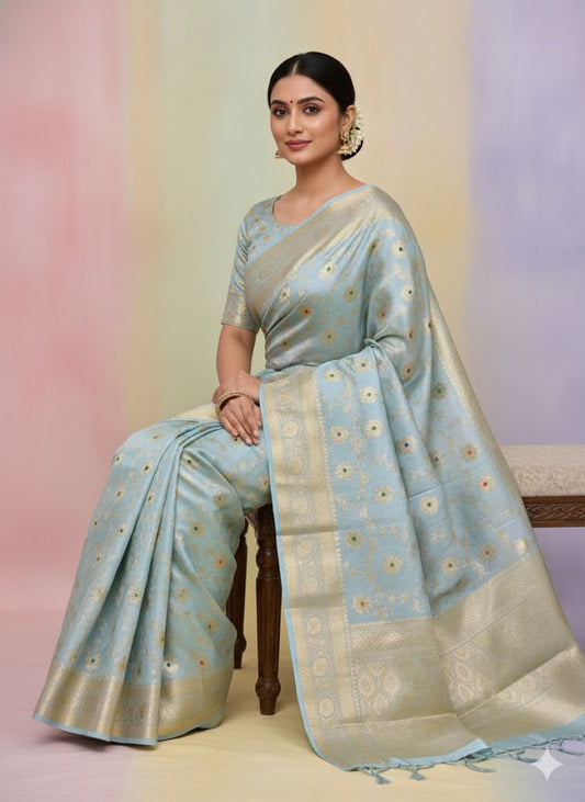 Banarasi Dyeable Semi Dupion Saree
