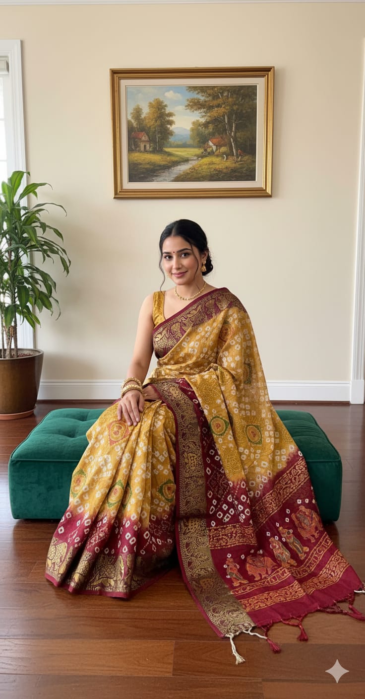 Art Silk Saree With Computer Work