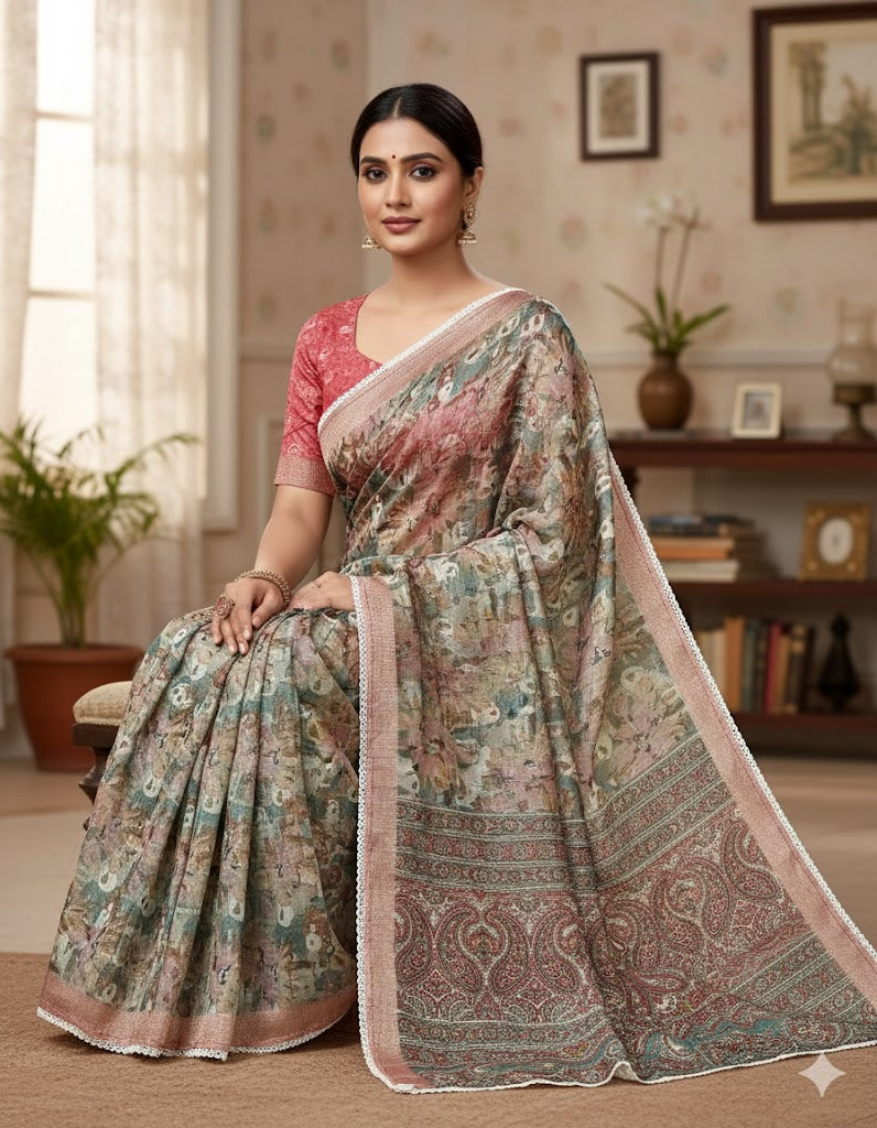 Soft Silk Saree With Zari Border