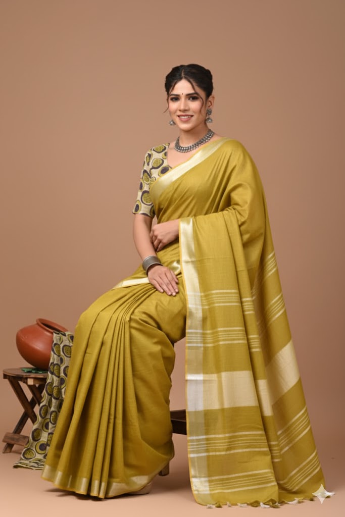 Zori Border Vagolpuri Linen Saree
