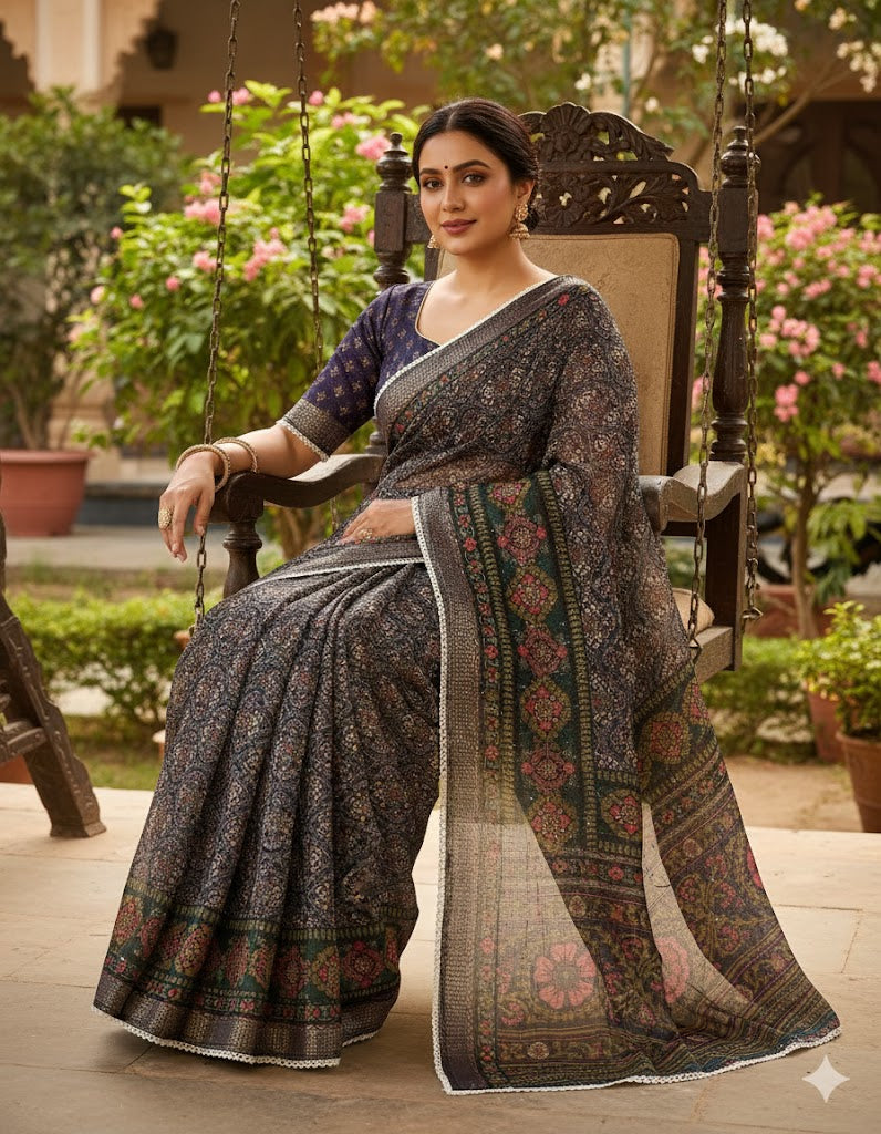 Soft Silk Saree With Zari Border