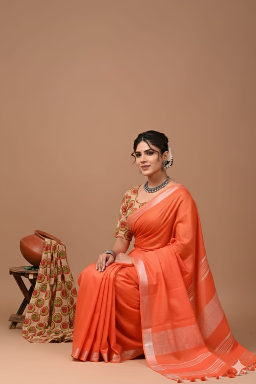 Zori Border Vagolpuri Linen Saree