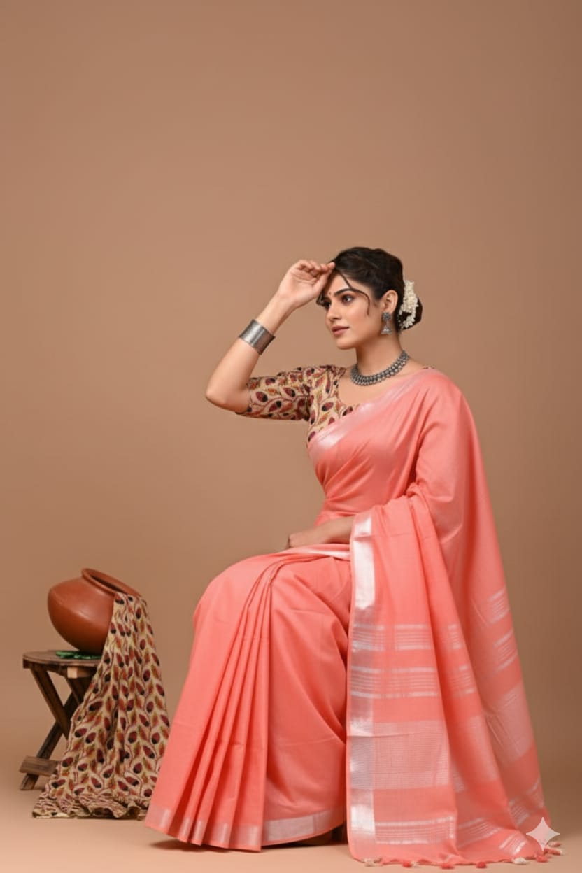 Zori Border Vagolpuri Linen Saree