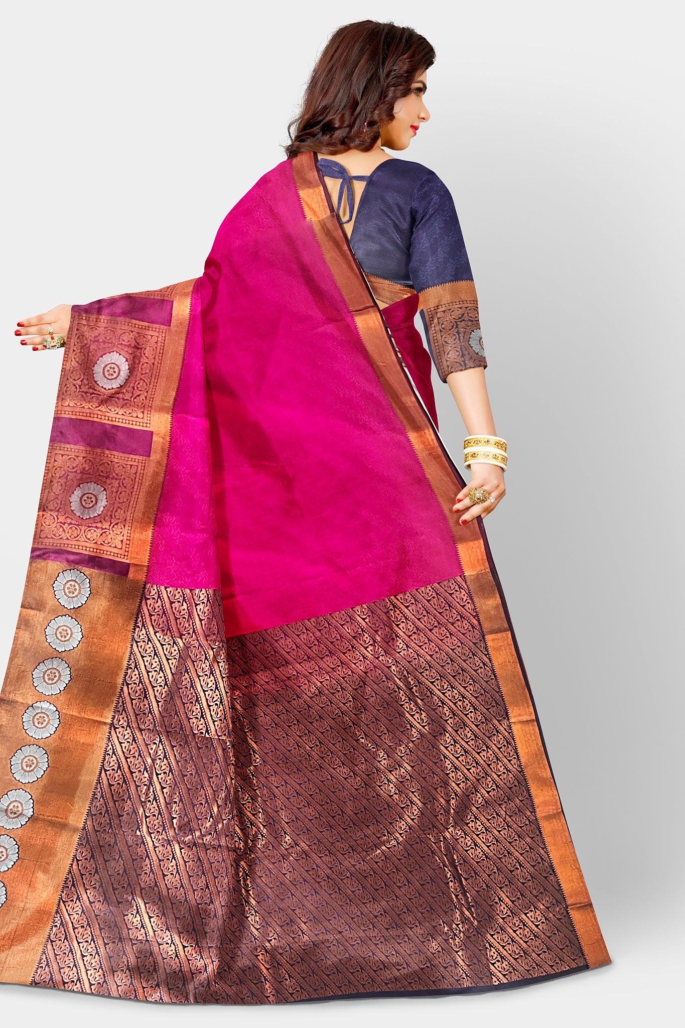 Cotton Silk Saree/Sari Kanjivaram Style Partywear Saree