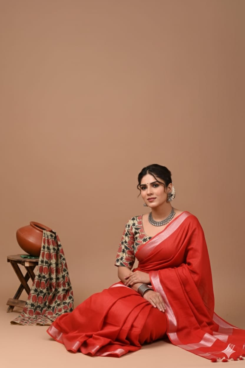 Zori Border Vagolpuri Linen Saree