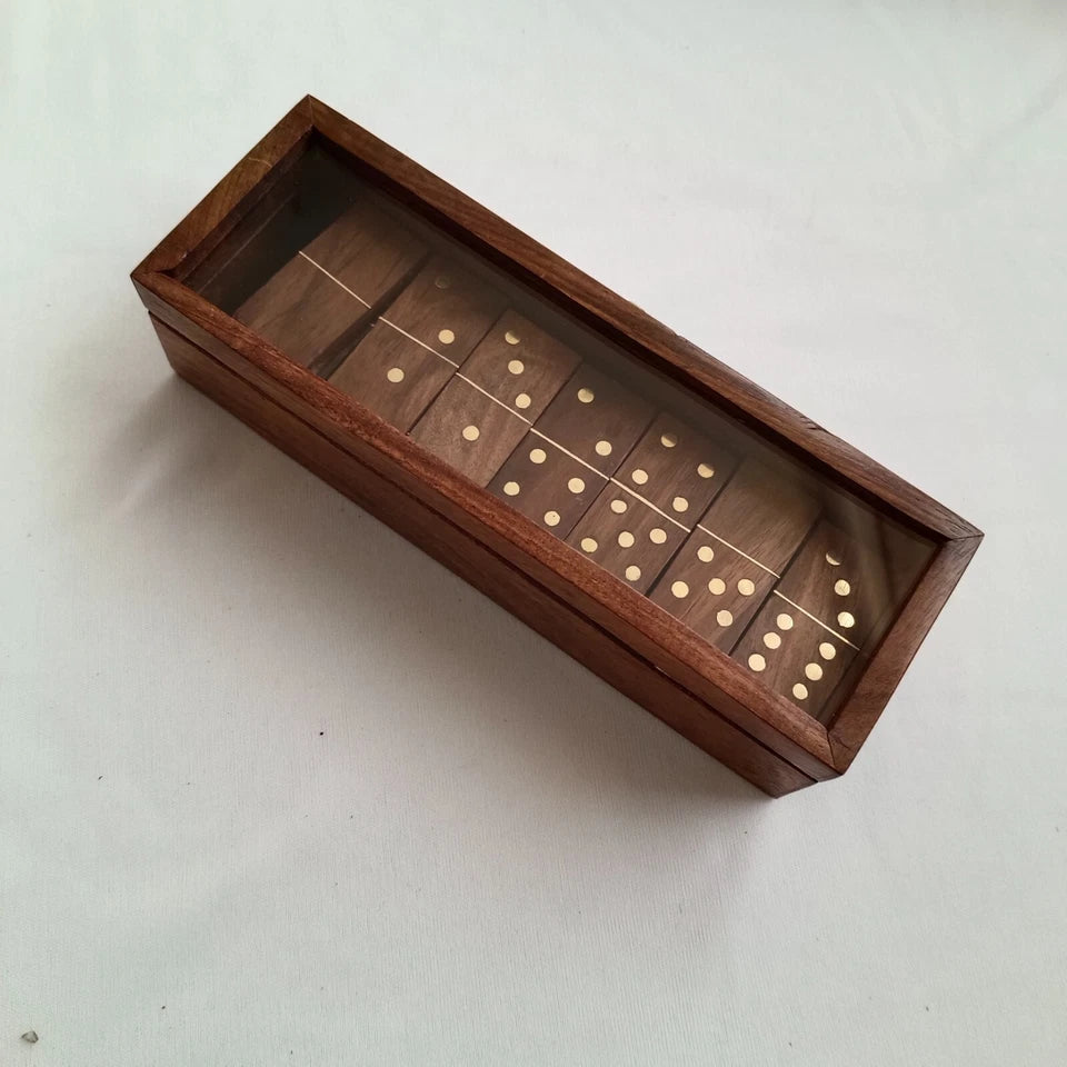 Handmade Rosewood Domino Dice with Storage Case & Glass Top, A Perfect Christmas