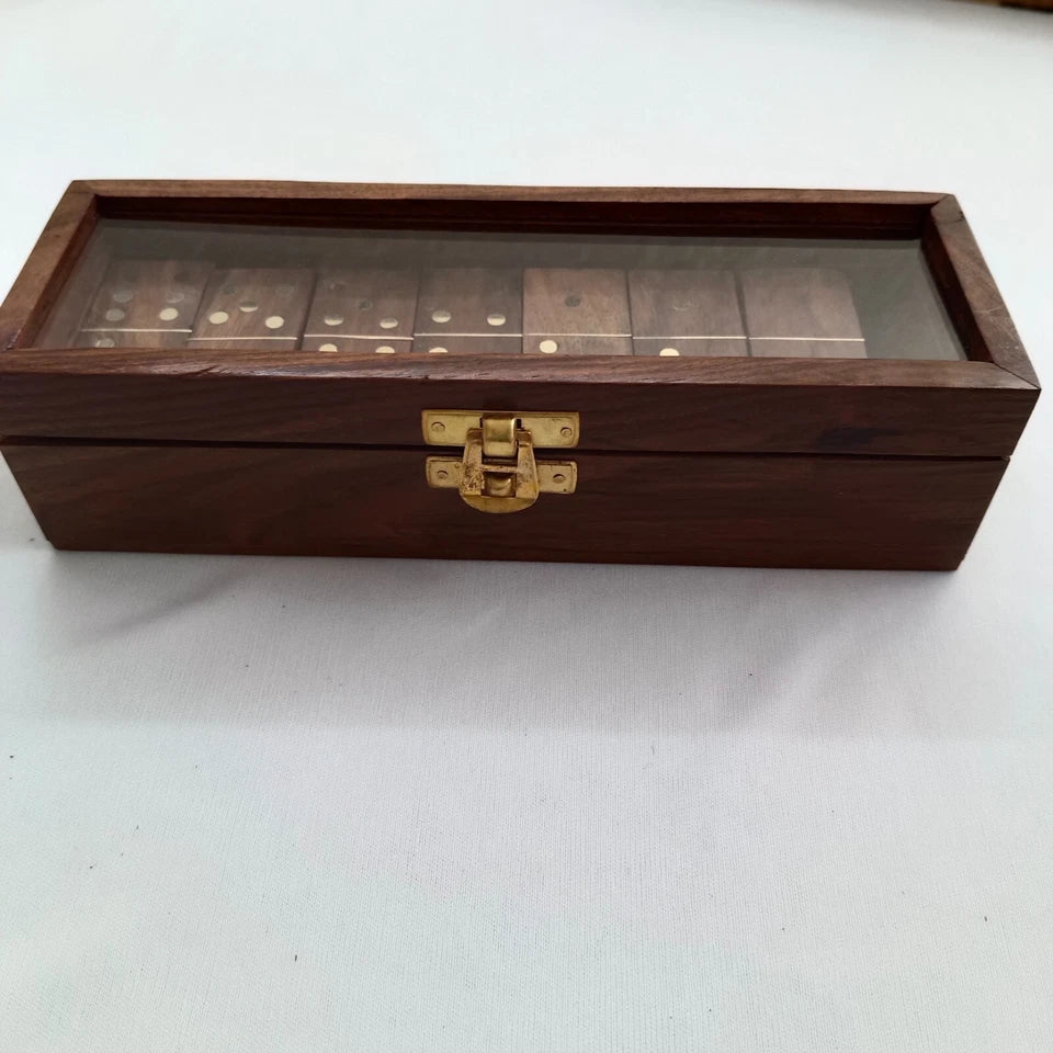 Handmade Rosewood Domino Dice with Storage Case & Glass Top, A Perfect Christmas