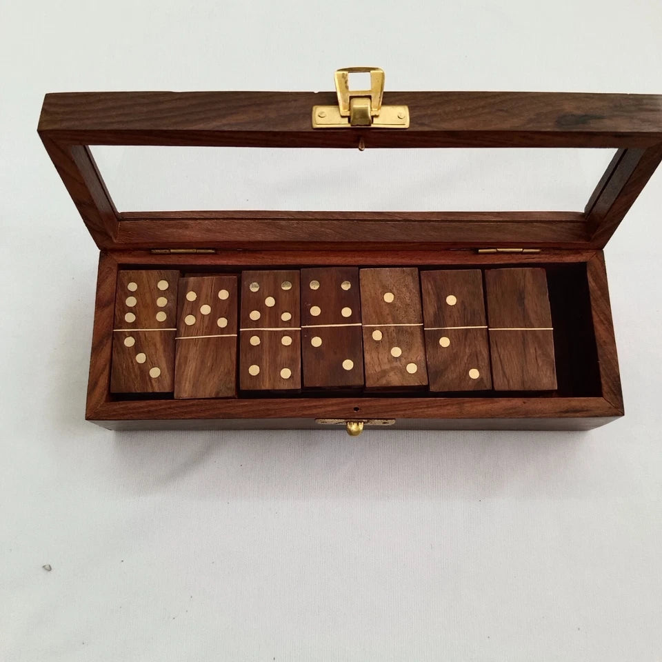 Handmade Rosewood Domino Dice with Storage Case & Glass Top, A Perfect Christmas