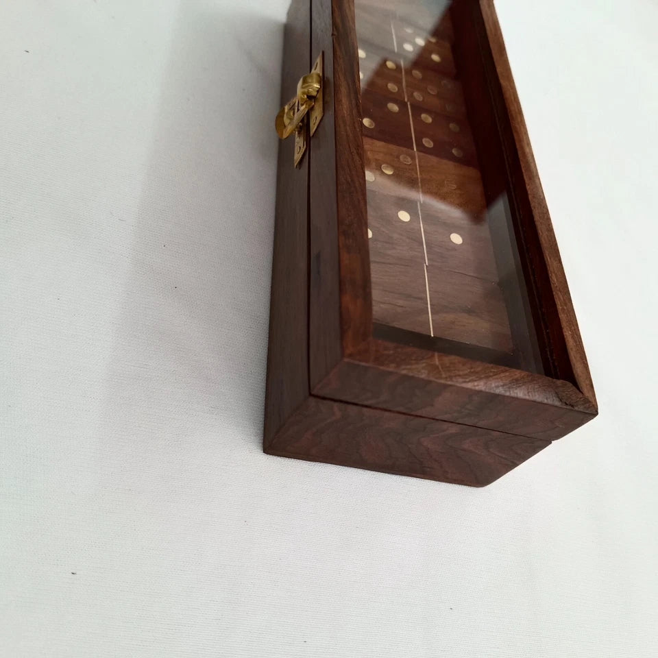 Handmade Rosewood Domino Dice with Storage Case & Glass Top, A Perfect Christmas