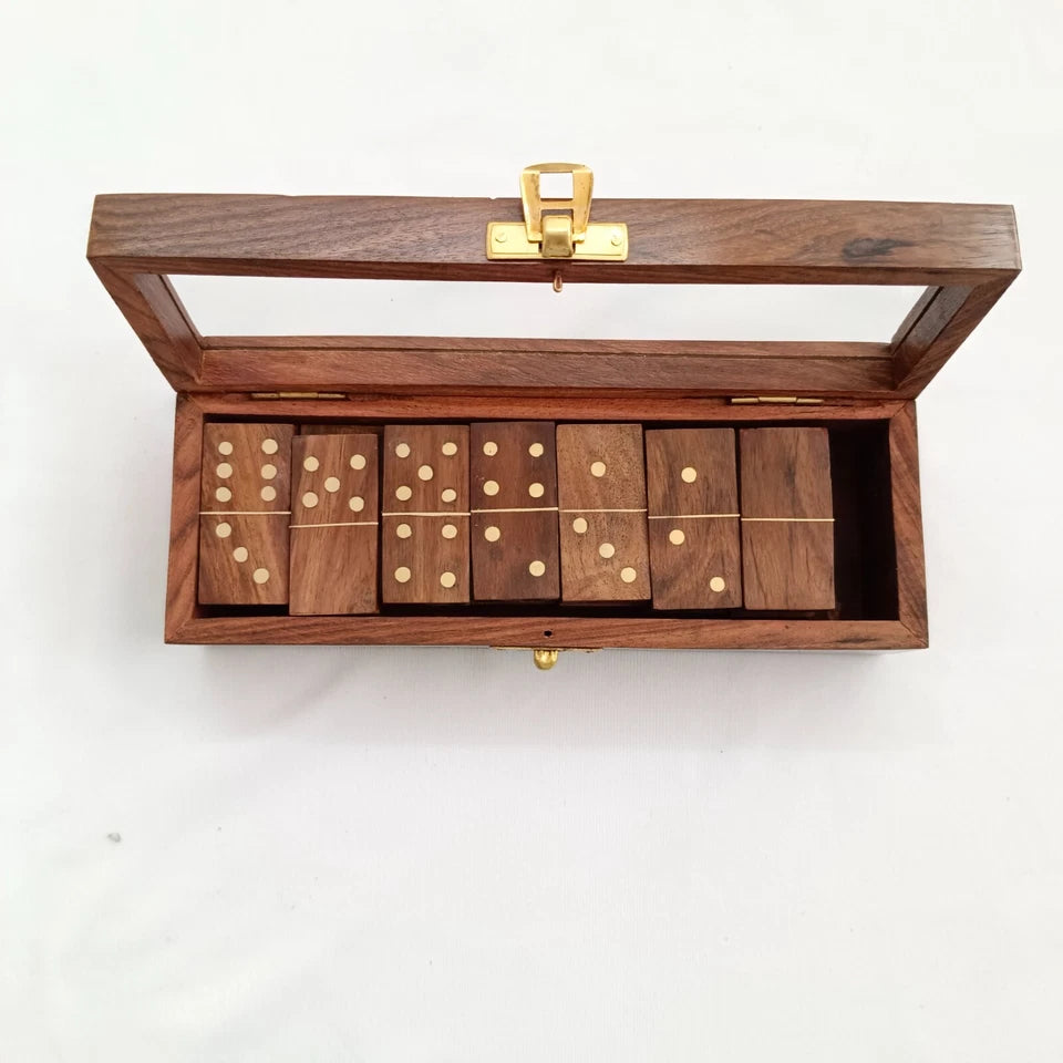 Handmade Rosewood Domino Dice with Storage Case & Glass Top, A Perfect Christmas