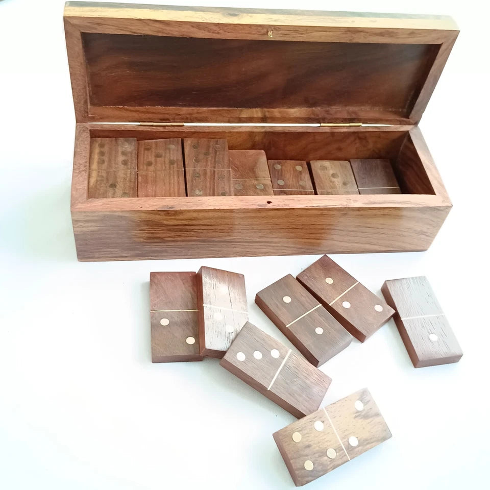 Handmade Rosewood Domino Dice with Storage Case (2-4 Players), Christmas Gift