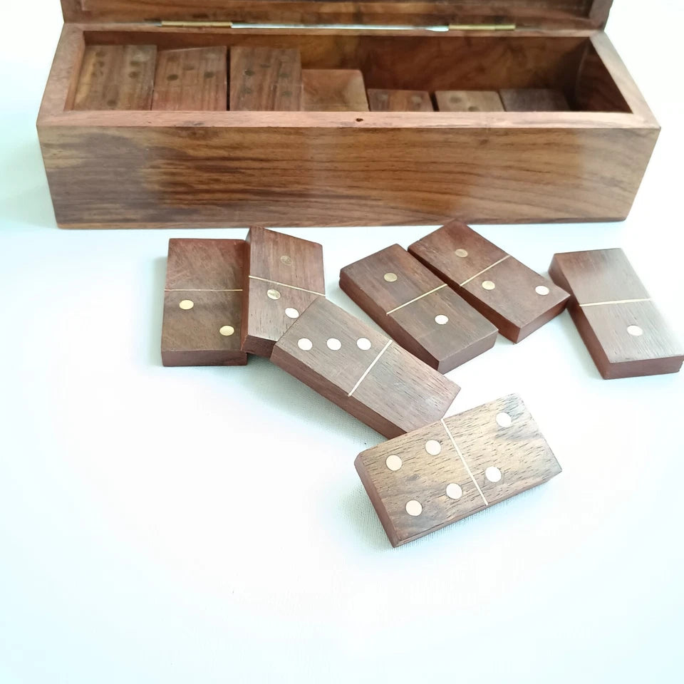Handmade Rosewood Domino Dice with Storage Case (2-4 Players), Christmas Gift