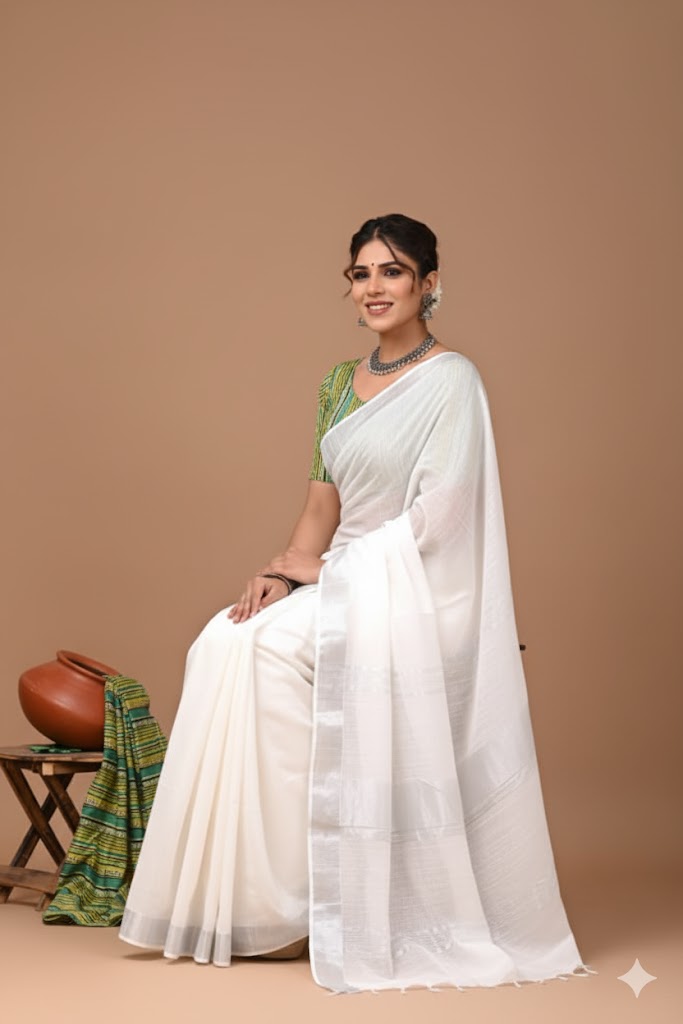 Zori Border Vagolpuri Linen Saree