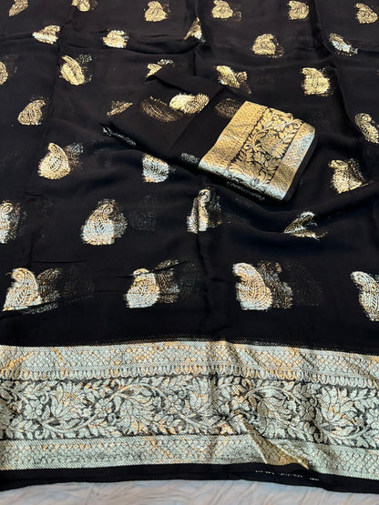 Viscose Georgette Saree With Running Blouse ( J-0709 )