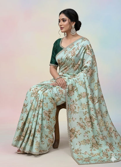 Smooth Chinnon Digital Saree