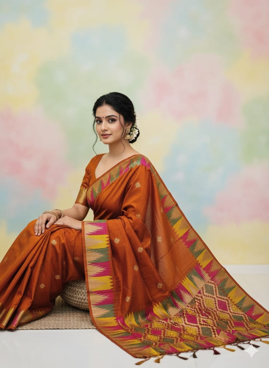 Banarasi Silk Matka Temple Saree